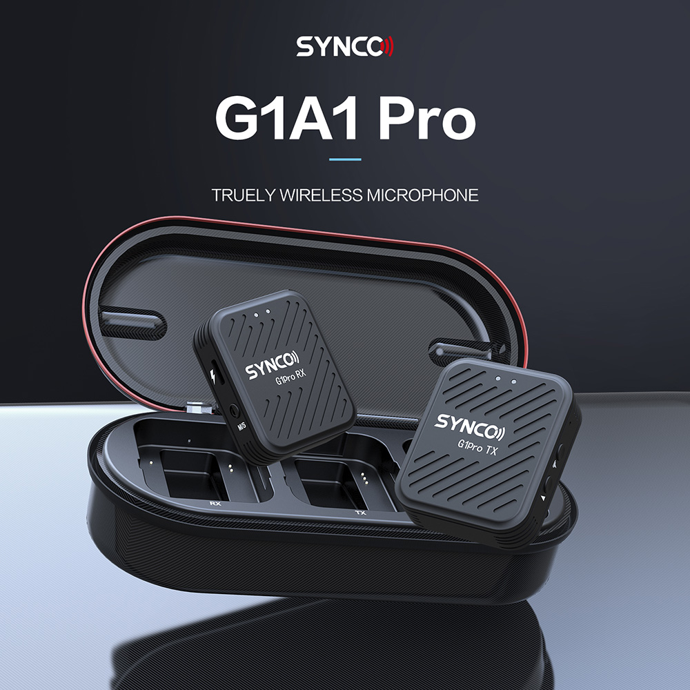 SYNCO G1 Pro Wireless Lavalier Microphone, Intelligent Noise Reduction, 200m Transmission - A1 Version (1 x Transmitter + 1 x Receiver)