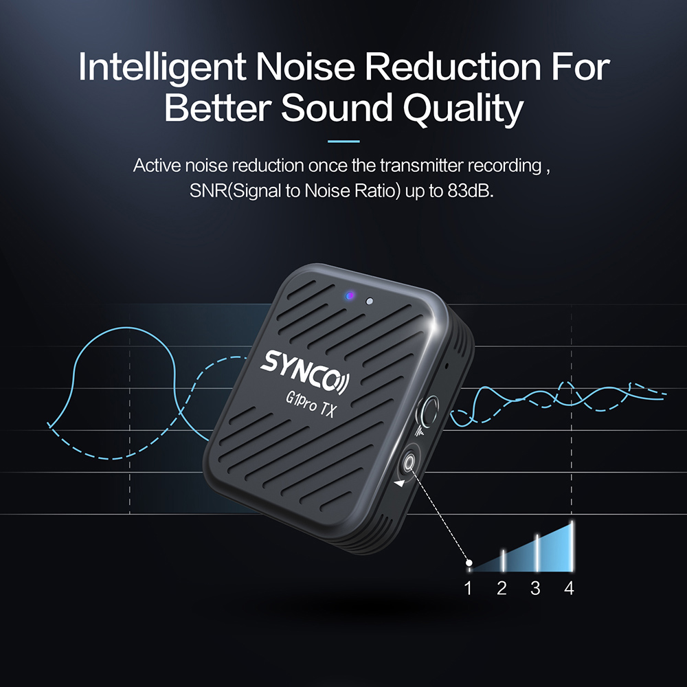 SYNCO G1 Pro Wireless Lavalier Microphone, Intelligent Noise Reduction, 200m Transmission - A1 Version (1 x Transmitter + 1 x Receiver)