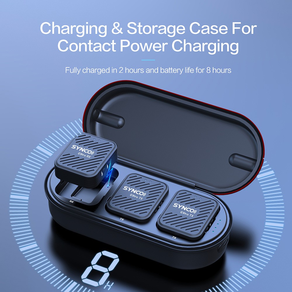 SYNCO G1 Pro Wireless Lavalier Microphone, Intelligent Noise Reduction, 200m Transmission - A2 Version (2 x Transmitter + 1 x Receiver)