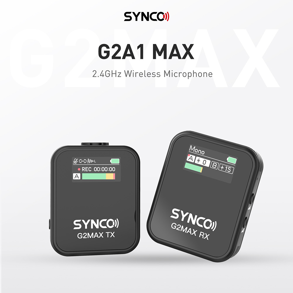 SYNCO G2 Max Wireless Microphone, Built-in 8GB Memory, 200m Transmission, 3 Recording Modes - A1 Version (1 x Transmitter + 1 x Receiver)