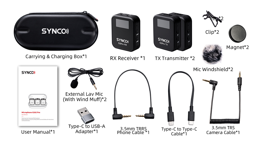 SYNCO G2A2 Pro Wireless Lavalier Microphone