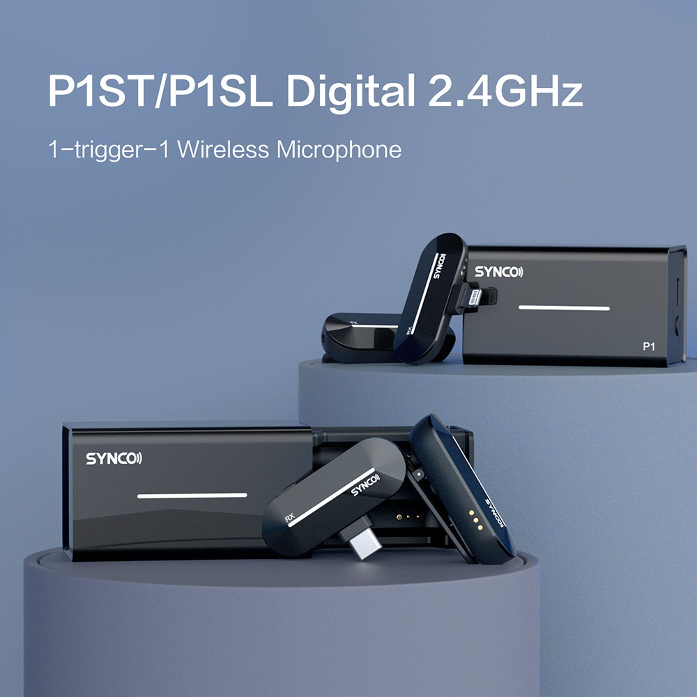 SYNCO P1S Wireless Condenser Microphone for Lightning iOS Devices, Auto Contact Pairing, 150m Transmission - Lightning Receiver