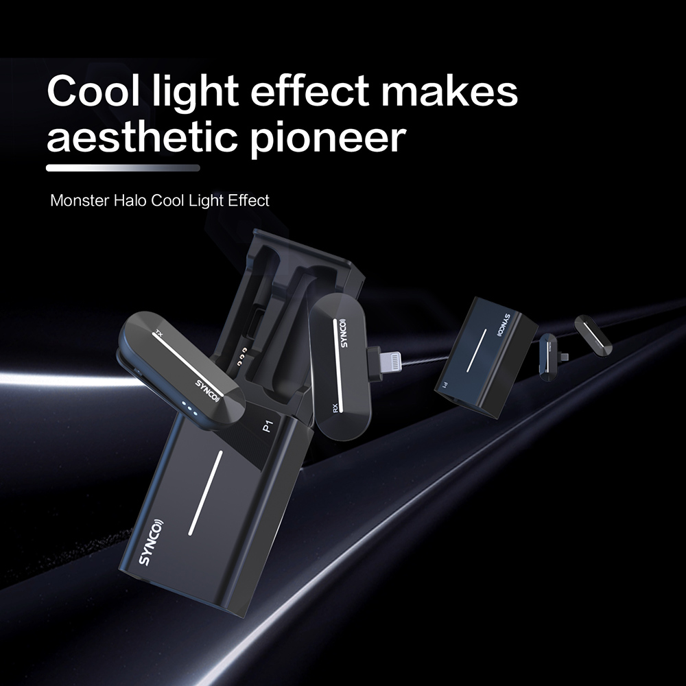 SYNCO P1S Wireless Condenser Microphone for Lightning iOS Devices, Auto Contact Pairing, 150m Transmission - Lightning Receiver