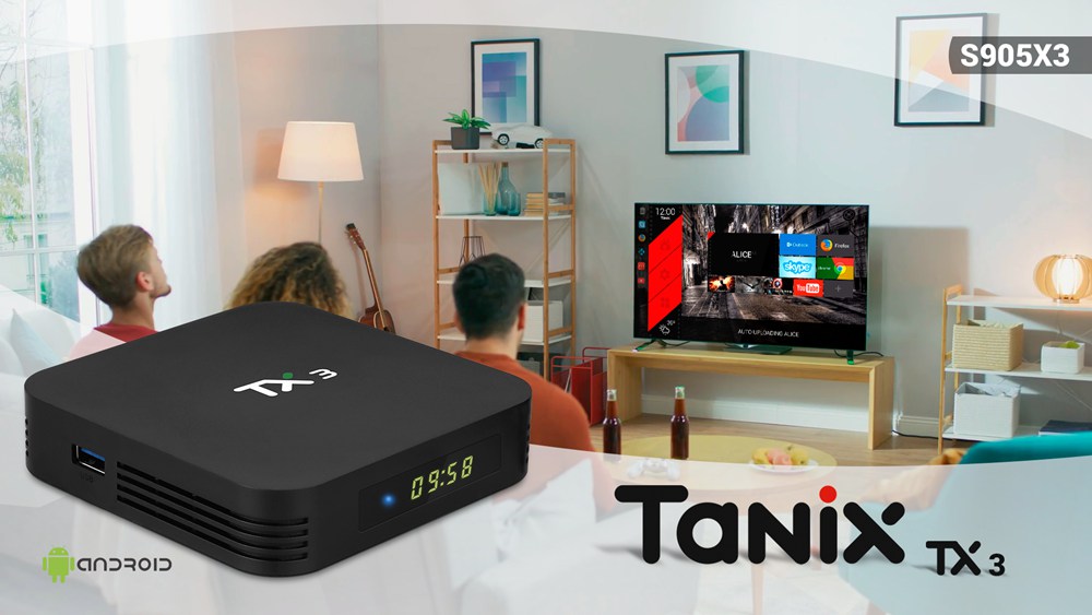 TANIX TX3 ALICE UX 4 GB/32 GB Amlogic S905x3 8K Video Decodieren Android 9.0 TV Box Bluetooth 2,4G + 5,8G WiFi LAN LAN USB3.0 Youtube Netflix Unterstützt Google Play