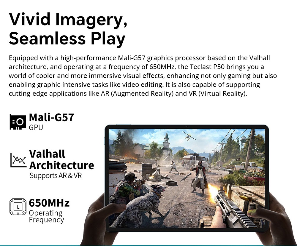 Teclast P50 11inch Tablet, Android 15, 6GB RAM 128GB ROM, 13MP+5MP Camera, 1280x800 Resolution, Octa-Core, 8000mAh Battery, Type-C/GMS/WiFi/Bluetooth/3.5mm Jack