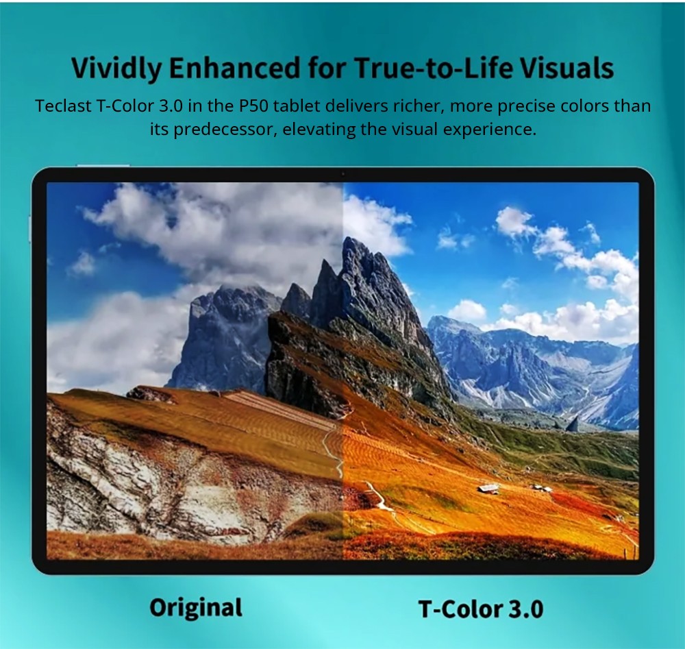 Teclast P50 11inch Tablet, Android 15, 6GB RAM 128GB ROM, 13MP+5MP Camera, 1280x800 Resolution, Octa-Core, 8000mAh Battery, Type-C/GMS/WiFi/Bluetooth/3.5mm Jack