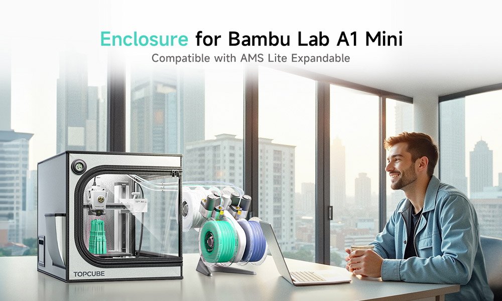 TopCube 460x460x550mm 3D Printer Enclosure with LED Light for Bambu Lab A1 Mini