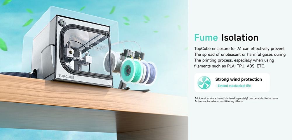 TopCube 460x460x550mm 3D Printer Enclosure with LED Light for Bambu Lab A1 Mini