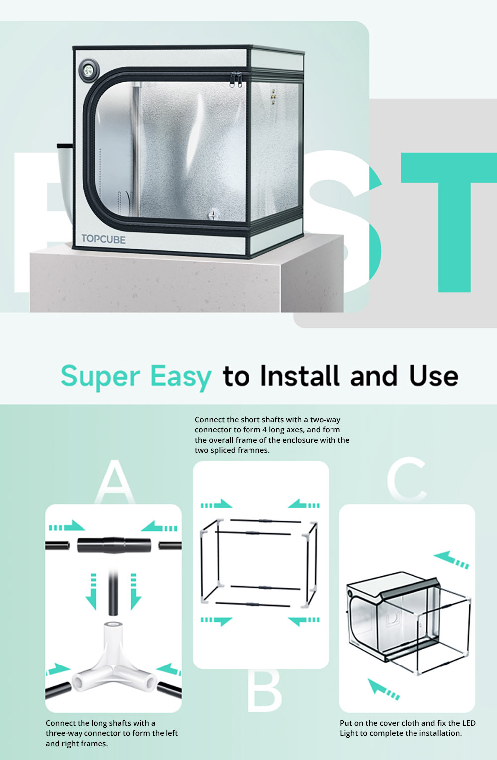 TopCube 460x460x550mm 3D Printer Enclosure with LED Light for Bambu Lab A1 Mini