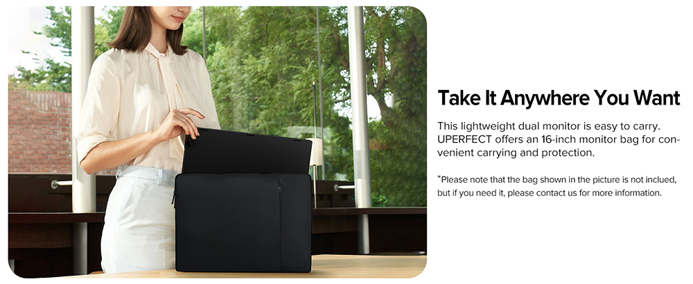 UPERFECT Delta 15.6-inch Dual Screen Portable Folding Monitor, 1920*1080 FHD IPS Screen, 60Hz Refresh Rate, 1000:1 Contrast Ratio, 360° Folding, Built-in Speaker, Built-in Stand & VESA Mountable, 2*Full-Featured Type-C, 2* mini HDMI - US Plug