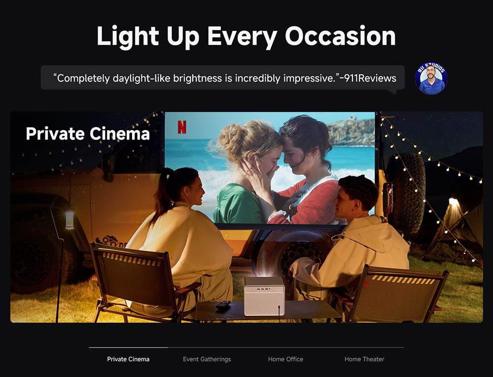 Refurbished WANBO DaVinci 1 Pro Projector, Android 11, 600 ANSI Lumens, HDR 10, 5G WiFi Bluetooth, Auto-Focus/Auto Keystone Correction/Auto Screen Fit/Obstacle Avoidance, YouTube/Disney/Prime Video Preinstalled