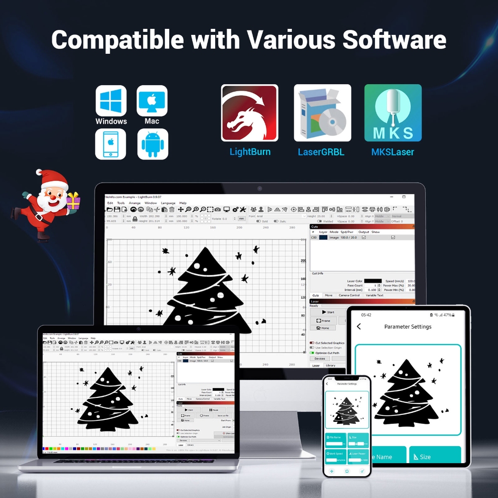 Mecpow X4 22W Laser Engraver Cutter, with Integrated Air Assist, 0.08x0.1mm Laser Spot, 22000mm/min Engraving Speed, 410*400mm