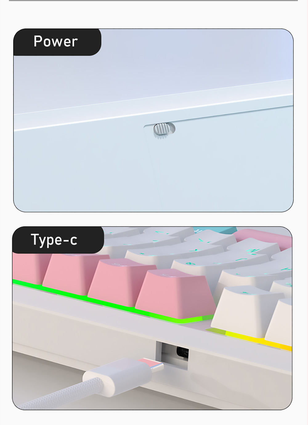 Refurbished Ajazz K870T Pro Hot Swappable Switch 87 Keys Wireless Triple Modes Mechanical Keyboard RGB Backlit -Sunrise