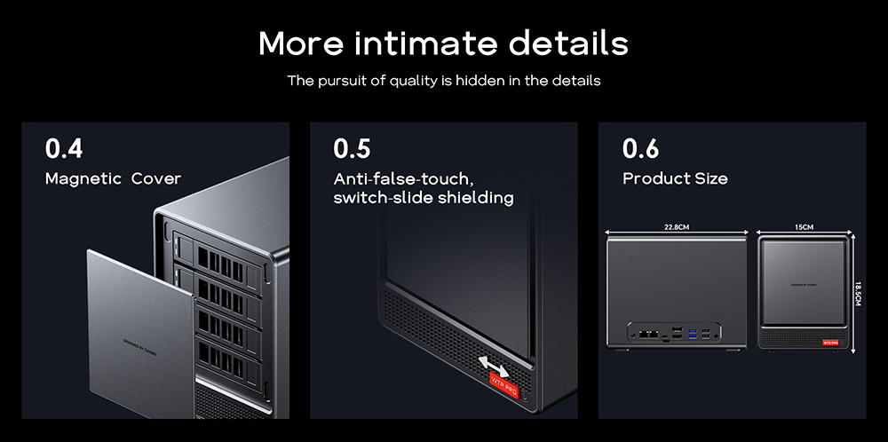 AOOSTAR WTR Pro NAS Mini PC, AMD Ryzen 7 5825U 8 Cores Max 4.5GHz, 16GB RAM 512GB SSD, HDMI+DP+Type-C Triple 4K Display, WiFi 6 Bluetooth 5.2, 2*USB3.0 2*USB2.0 2*2.5G RJ45 1*Micro SD Card Port 1*Audio Jack - EU Plug