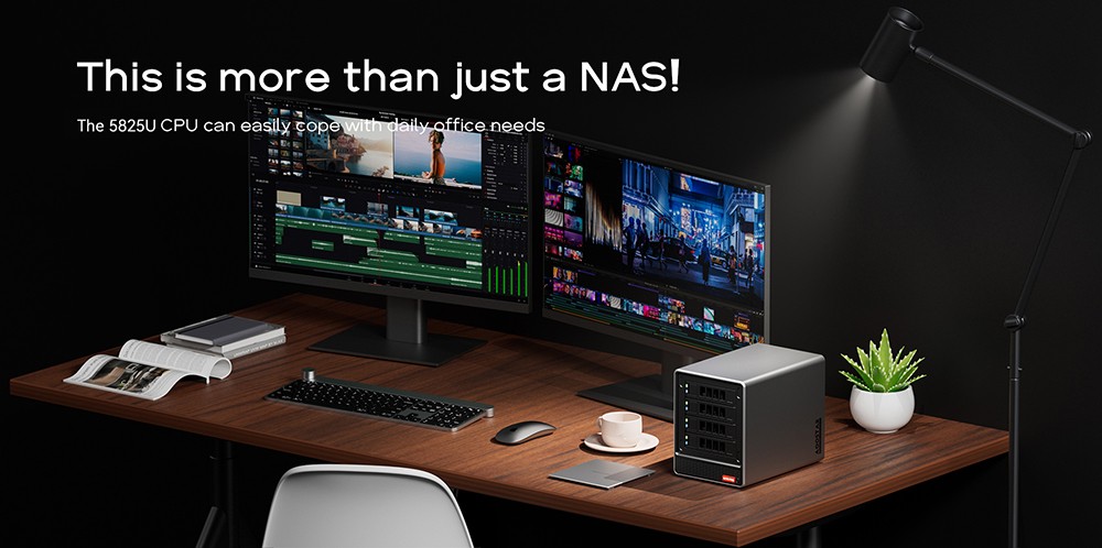 AOOSTAR WTR Pro NAS Mini PC, AMD Ryzen 7 5825U 8 Cores Max 4.5GHz, 16GB RAM 512GB SSD, HDMI+DP+Type-C Triple 4K Display, WiFi 6 Bluetooth 5.2, 2*USB3.0 2*USB2.0 2*2.5G RJ45 1*Micro SD Card Port 1*Audio Jack - EU Plug