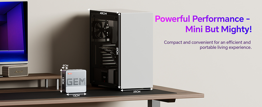 AOOSTAR GEM12 Mini PC, AMD Ryzen 9 6900HX 8 Core Up to 4.9GHz, 32GB DDR5 RAM 1TB PCle 4.0 SSD, HDMI 2.1 + DP 1.4+ USB 4 + Type-C 4K 120Hz Four Screen Display, WiFi 6 Bluetooth 5.2, 2*2.5G LAN, 2*USB3.2 2*USB2.0 1*Oculink - Black