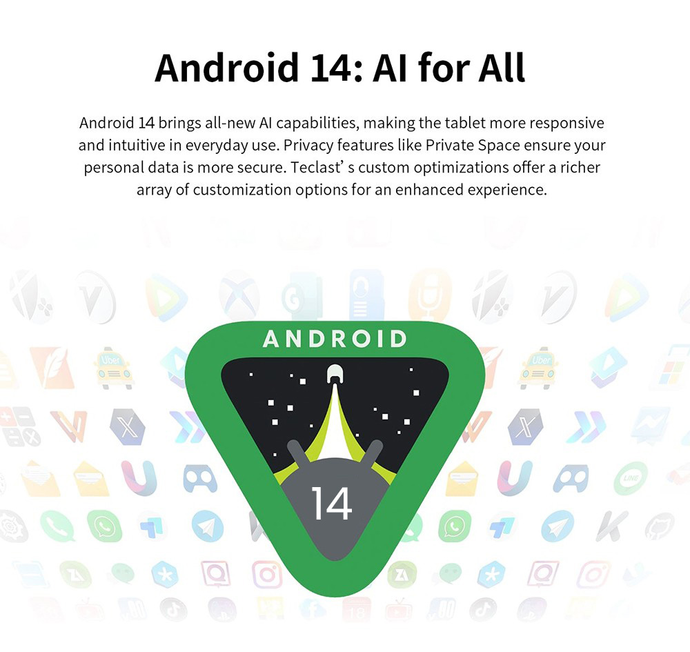 Teclast P50 11inch Tablet, Android 14, 6GB RAM 128GB ROM, 13MP+5MP Camera, 1280x800 Resolution, Octa-Core, 8000mAh Battery, Type-C/GMS/WiFi/Bluetooth/3.5mm Jack