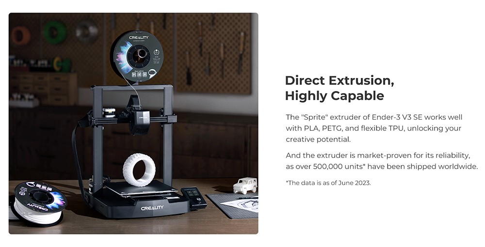 Creality Ender-3 V3 SE 3D Printer, Auto Leveling, 0.1mm Printing Accuracy, 250mm/s Max Printing Speed, Resume Printing, 32-bit Silent Mainboard, 220*220*250mm - EU Plug