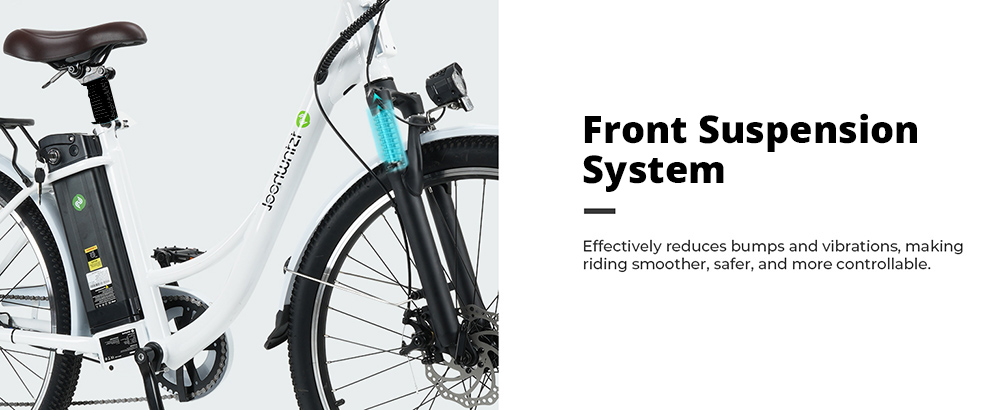 isinwheel U2 Electric Bike, 350W Motor, 36V 13Ah Battery, 26*1.95-inch Tires, 25km/h Max Speed, 75km Range, Mechanical Disc Brake, Front Suspension, SHIMANO 7-speed, LCD Display - White