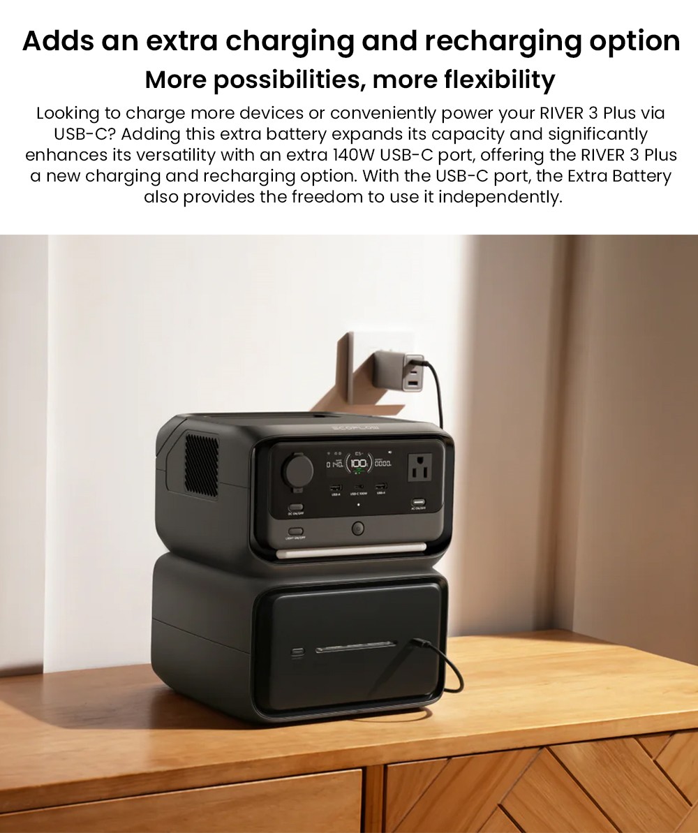EcoFlow RIVER 3 Plus 286Wh Portable Power Station + EB300 286Wh Battery Pack