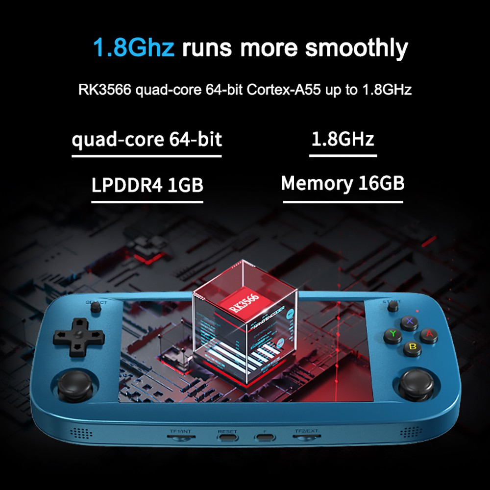 Refurbished ANBERNIC RG503 Retro Game Console, 16GB + 64GB TF Card, 960*544P 4.95in OLED Screen, 5G WiFi, Bluetooth 4.2, Linux OS, Rockchip RK3566, 6H Playtime, Moonlight Streaming - Blue