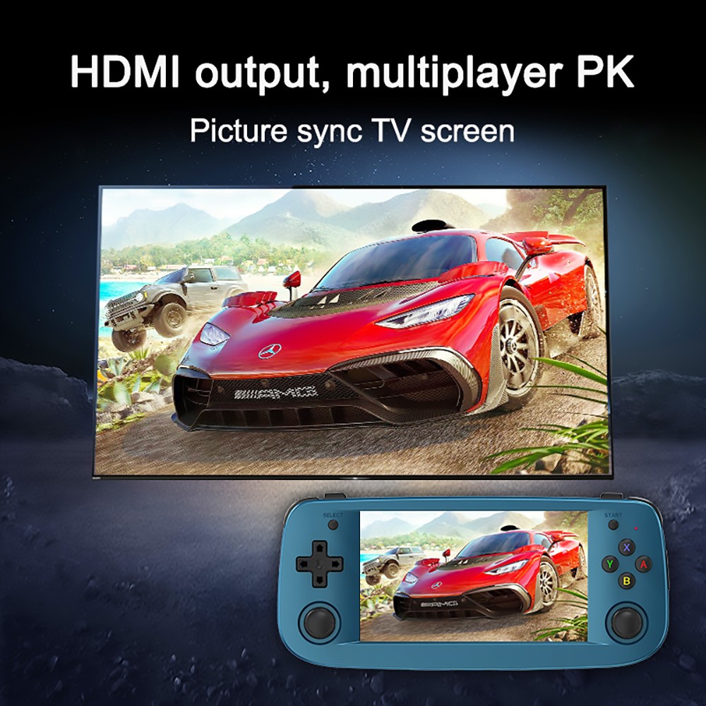 Refurbished ANBERNIC RG503 Retro Game Console, 16GB + 64GB TF Card, 960*544P 4.95in OLED Screen, 5G WiFi, Bluetooth 4.2, Linux OS, Rockchip RK3566, 6H Playtime, Moonlight Streaming - Blue