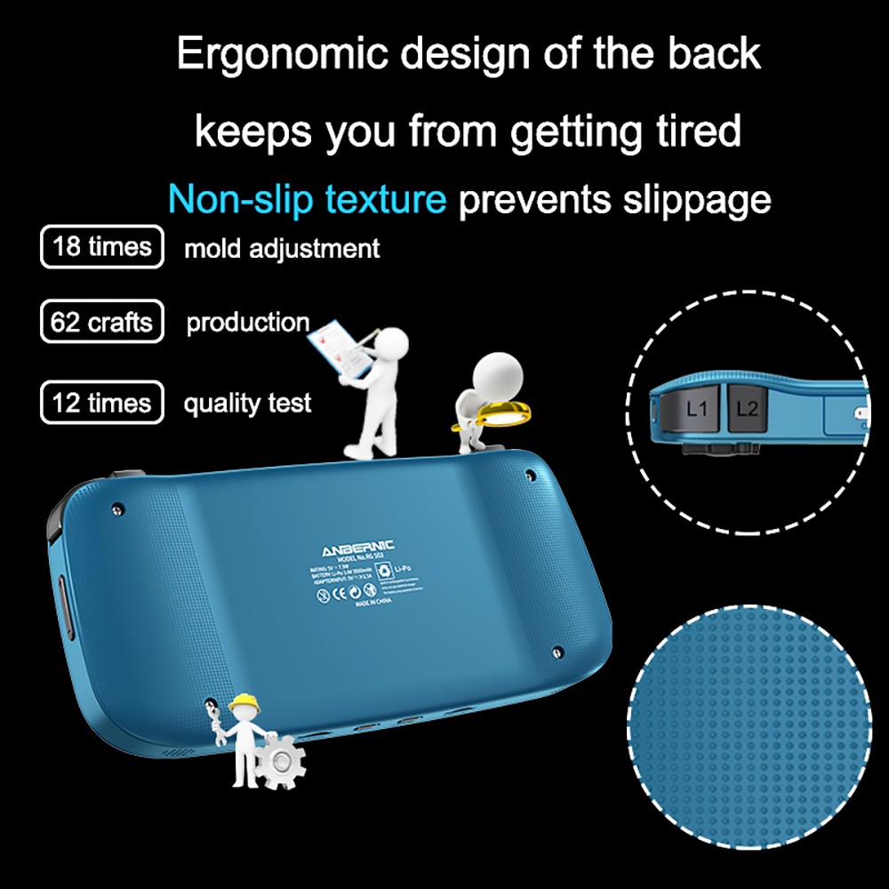 Refurbished ANBERNIC RG503 Retro Game Console, 16GB + 64GB TF Card, 960*544P 4.95in OLED Screen, 5G WiFi, Bluetooth 4.2, Linux OS, Rockchip RK3566, 6H Playtime, Moonlight Streaming - Blue