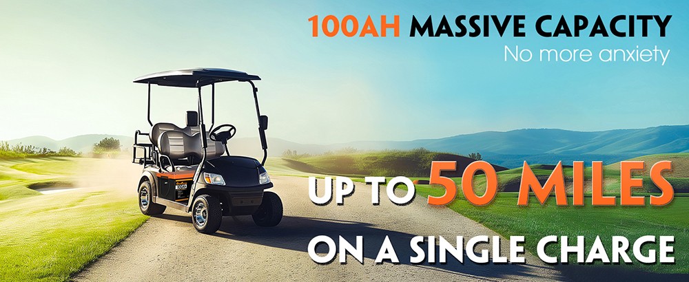 Cloudenergy 48V(51.2V) 100Ah LiFePO4 Golf Cart Battery, with 20A Charger, 5120Wh Energy, Built-in 200A Bluetooth BMS, 10240W Max. Load Power, Touch Monitor, 6000+ Cycles, for Golf Carts, Trolling Motor