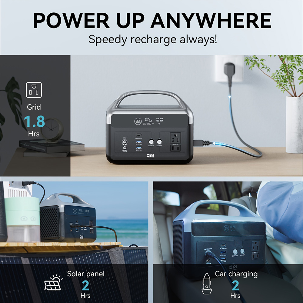 DaranEner NEOZ Portable Power Station, 300W 179.2Wh LiFePO4 Battery, LED Fashlight, 1.5hrs Fast Charging, Outdoor Solar Generator