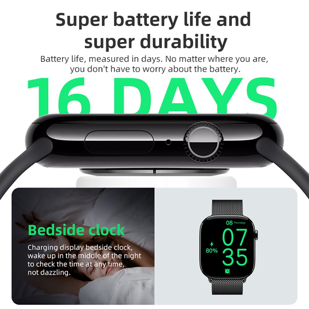 DIONA MONA3 Mini Smartwatch, 2.10-inch Screen, Health & Sleep Monitoring, Bluetooth Calling, Multiple Sport Modes, Voice Assistant - Silver