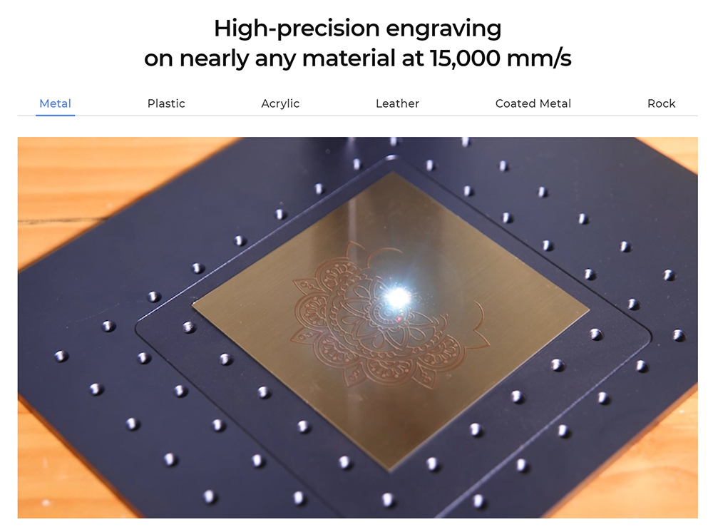 Gweike Cloud G2 MAX 50W Laser Marking Machine, 15000mm/s Speed, 0.001mm Accuracy, 150mm*150mm, 5mm Deep Engraving, 90+ Colors Engrave, GWEIKE Glaser/ LightBurn, Supports Rotary Roller