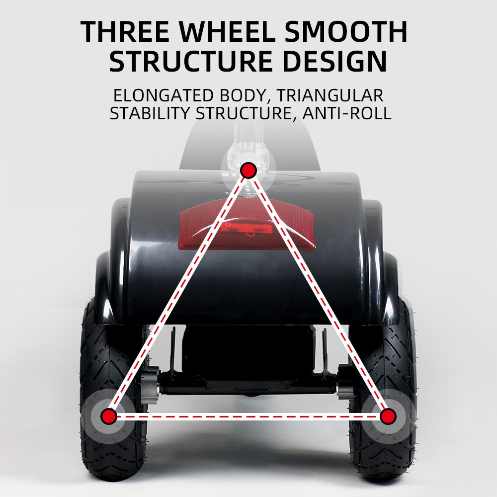 HONEYWHALE ST-03 Three-wheeled Electric Scooter, 900W Motor, 54.6V 13Ah Battery, 12-inch & 10-inch Tire, 30km/h Max Speed, 38km Range, Disc Brake