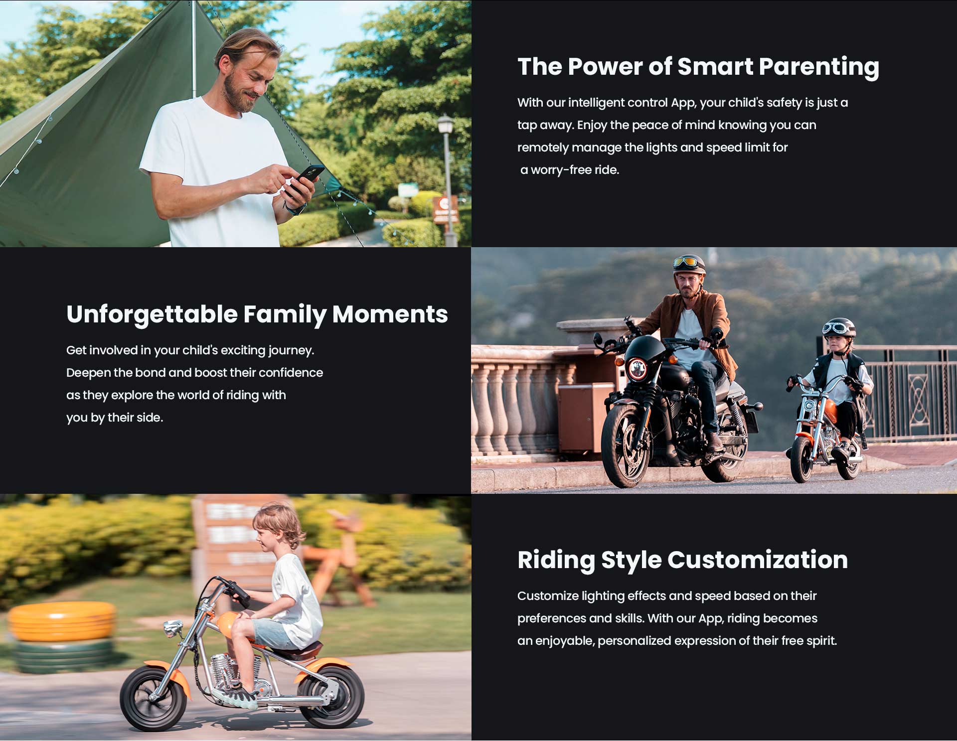 HYPER GOGO Cruiser 12 Plus with App Electric Motorcycle for Kids 12'' Pneumatic Tires Bluetooth Speaker Fog