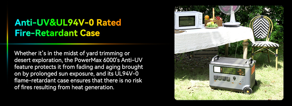 Blackview Oscal PowerMax 6000 6000W Rugged Power Station, 3600Wh to 57600Wh LiFePO4 Battery, 14 Outlets, 120V/240V Dual Voltage Output, 3500+ Life Circle, Smart APP Control, 5 LED Light Modes, Morse Code Signal