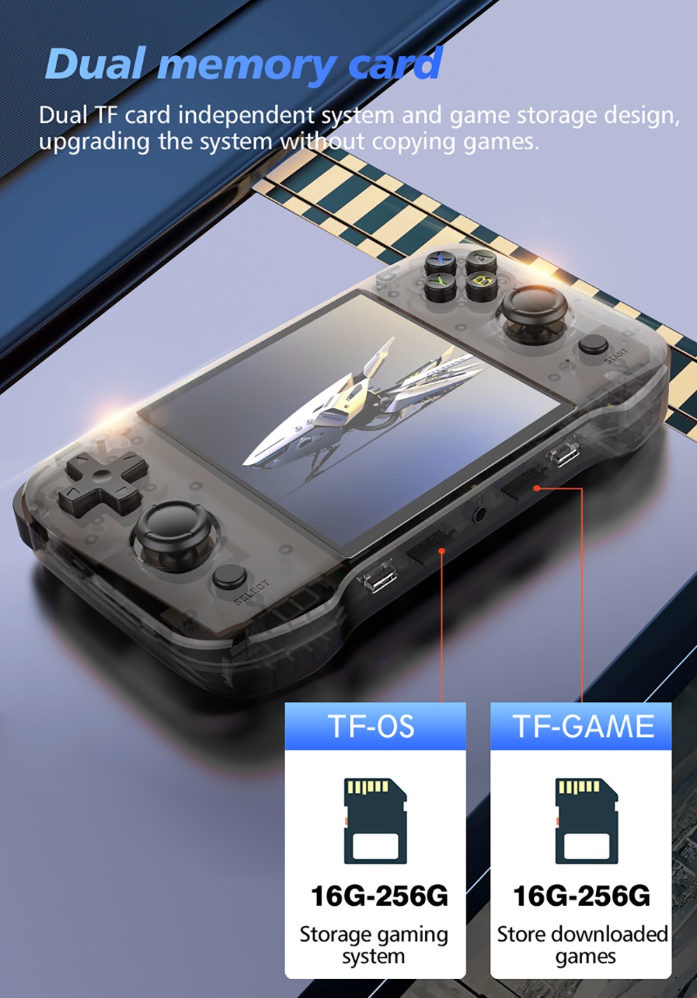 R46S Retro Game Console, 4-inch IPS Screen, 16GB + 128GB TF Card, 1GB LPDDR4 RAM, 8W Speaker, 8H Battery Life, 2.4G WiFi - Black