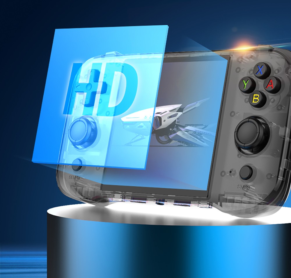 R46S Retro Game Console, 4-inch IPS Screen, 16GB + 64GB TF Card, 1GB LPDDR4 RAM, 8W Speaker, 8H Battery Life, 2.4G WiFi - Black