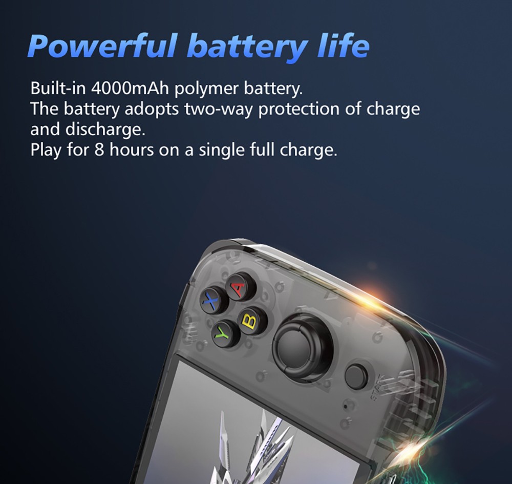 R46S Retro Game Console, 4-inch IPS Screen, 16GB + 64GB TF Card, 1GB LPDDR4 RAM, 8W Speaker, 8H Battery Life, 2.4G WiFi - Black