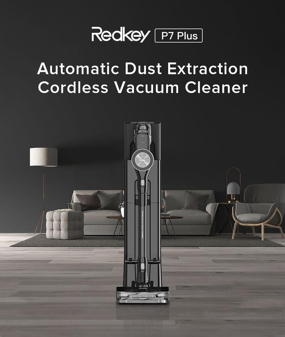 Redkey P7 Plus Handstaubsauger ohne Kabel, 25000 Pa Saugleistung, 1800 W starker Motor, 3-Liter-Staubbeutel, 60 Minuten Laufzeit