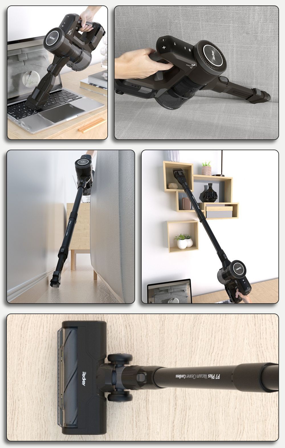 Redkey P7 Plus Handstaubsauger ohne Kabel, 25000 Pa Saugleistung, 1800 W starker Motor, 3-Liter-Staubbeutel, 60 Minuten Laufzeit