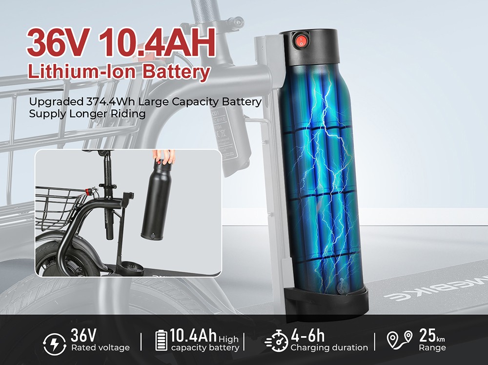 SAMEBIKE SM-C01 Foldable Electric Scooter with Seat, 350W Motor, 36V 10.4Ah Battery, 12 inch Tire, 32km/h Max Speed, 25km Range, Mechanical Disc Brakes, LCD Display - White