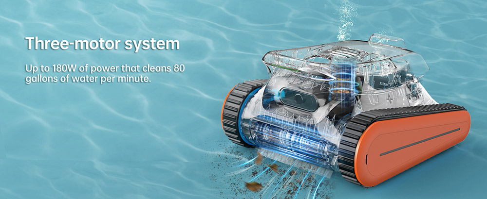 SEAUTO Crab Kabelloser Poolroboter, bis zu 2,5 Stunden Laufzeit, 3,5 l großer Filterkorb, Wandklettern, Wasserlinienreinigung, 2,5 Stunden Schnellladung, geeignet für 185,8 m² große Flächen