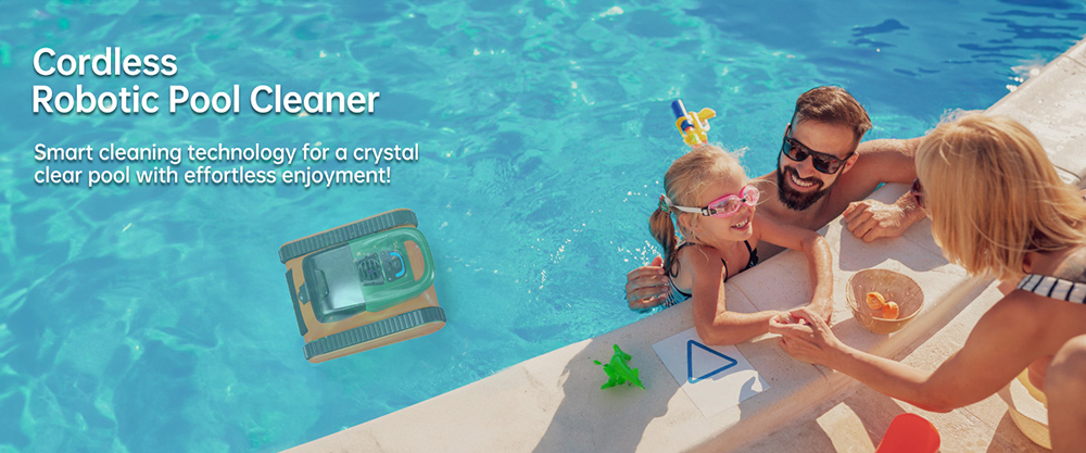 SEAUTO Crab Kabelloser Poolroboter, bis zu 2,5 Stunden Laufzeit, 3,5 l großer Filterkorb, Wandklettern, Wasserlinienreinigung, 2,5 Stunden Schnellladung, geeignet für 185,8 m² große Flächen