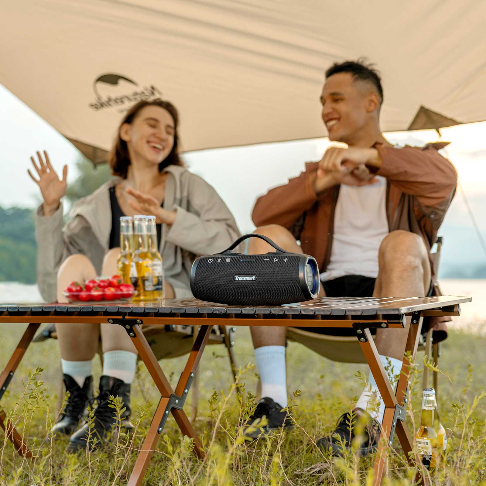 Tronsmart Mirtune S100 Portable Outdoor Speaker, Bluetooth 5.3, Customizable EQ, 50W Output, 20 Hours of Playtime, IPX7 Waterproof, Retractable Handle - Black