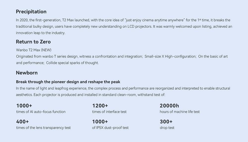 Refurbished Wanbo T2 Max NEW LCD Projector, Native 1080P, Full-sealed Optical Engine, 450 ANSI Lumens, Android 9.0, AI Auto Focus & Keystone Correction, Netflix YouTube Preinstalled - Blue