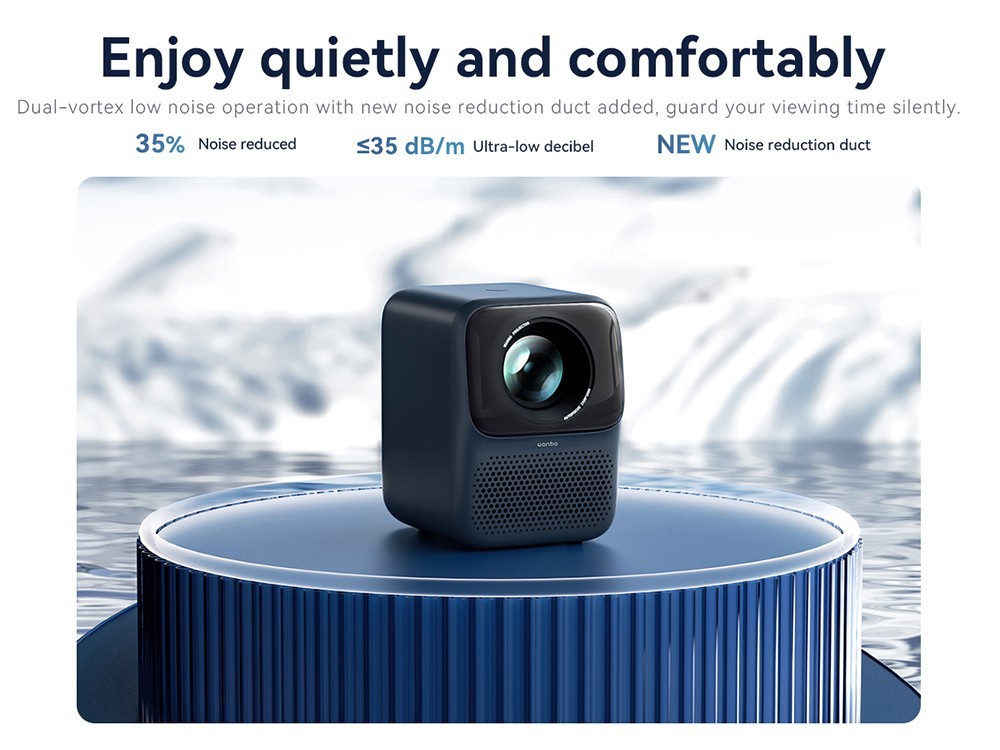 Refurbished Wanbo T2 Max NEW LCD Projector, Native 1080P, Full-sealed Optical Engine, 450 ANSI Lumens, Android 9.0, AI Auto Focus & Keystone Correction, Netflix YouTube Preinstalled - Blue