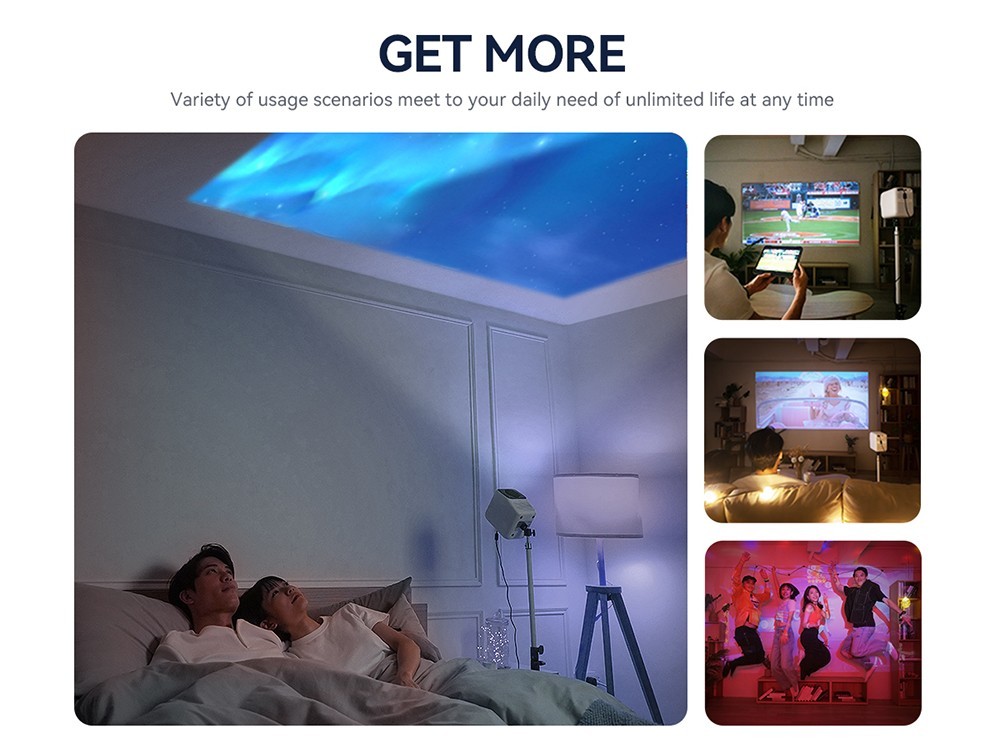 Refurbished Wanbo T2 Max NEW LCD Projector, Native 1080P, Full-sealed Optical Engine, 450 ANSI Lumens, Android 9.0, AI Auto Focus & Keystone Correction, Netflix YouTube Preinstalled - Blue