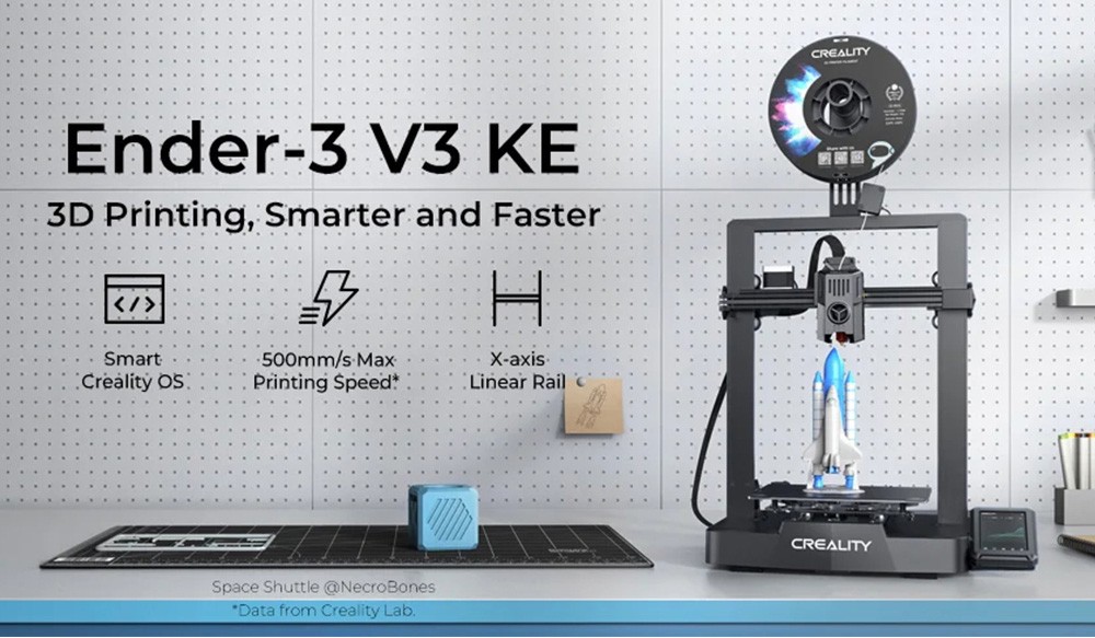 Creality Ender-3 V3 KE 3D Printer, 500mm/s Max, 300 Celsius Degrees Printing, Sprite Extruder, PEI Flexible Build Plate, Auto Leveling, 0. 1mm Printing Accuracy, 220*220*240mm