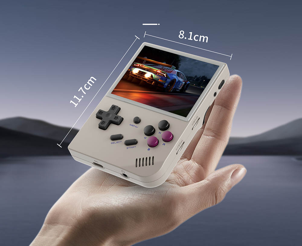 ANBERNIC RG35XX (2024 Version) Game Console, 3.5 Inch IPS Screen, Linux System, 64GB+64GB TF Card with 5000+ Games, 7 Hours of Playtime - Grey