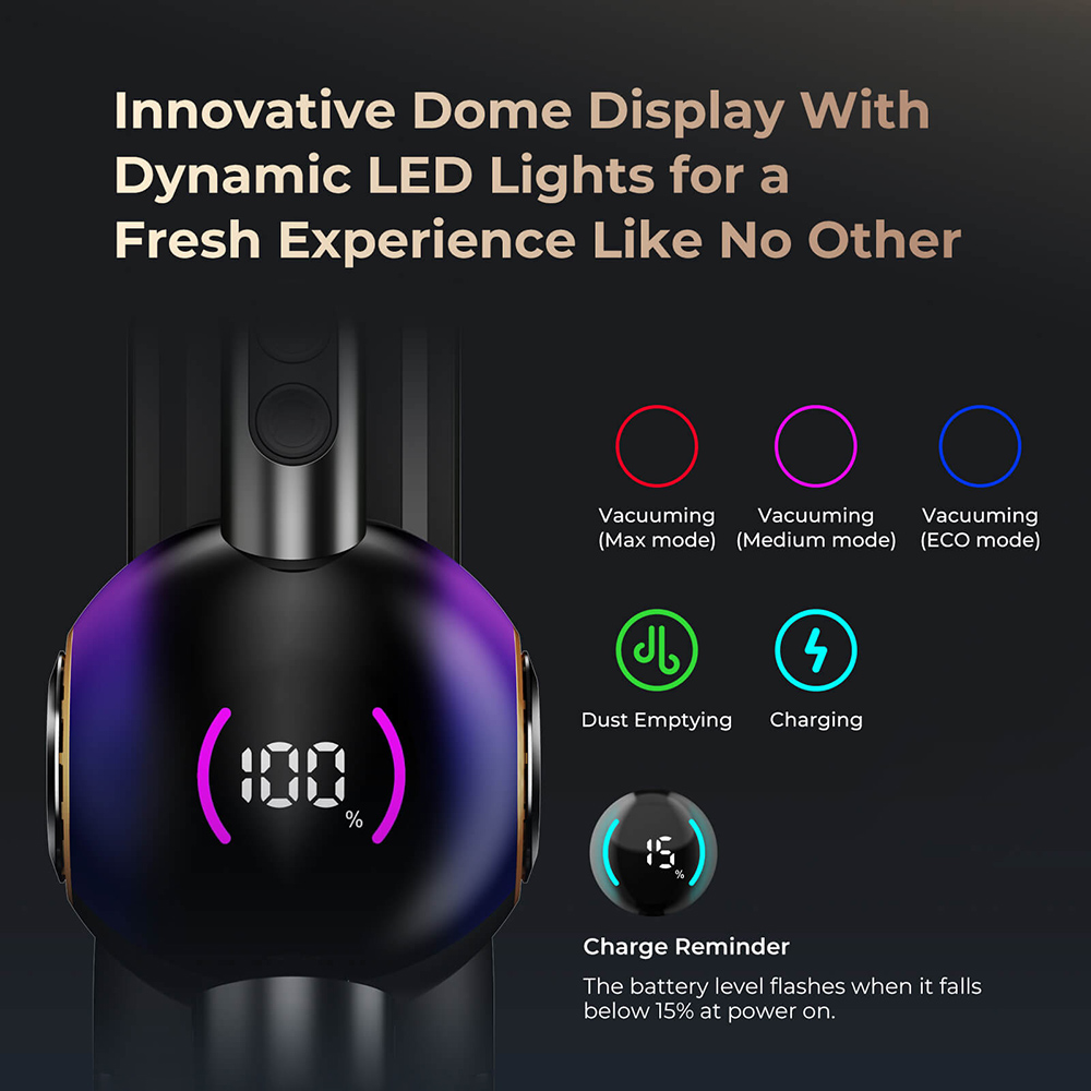 JIGOO V700 Cordless Vacuum Cleaner with 2.5 L Suction Station, Automatic Dust Emptying, 33KPa Suction Power, Anti-Tangle Brush, Dual LED Illumination, Up to 55 Minutes Runtime, Ideal for Hard Floor, Carpet, Pet