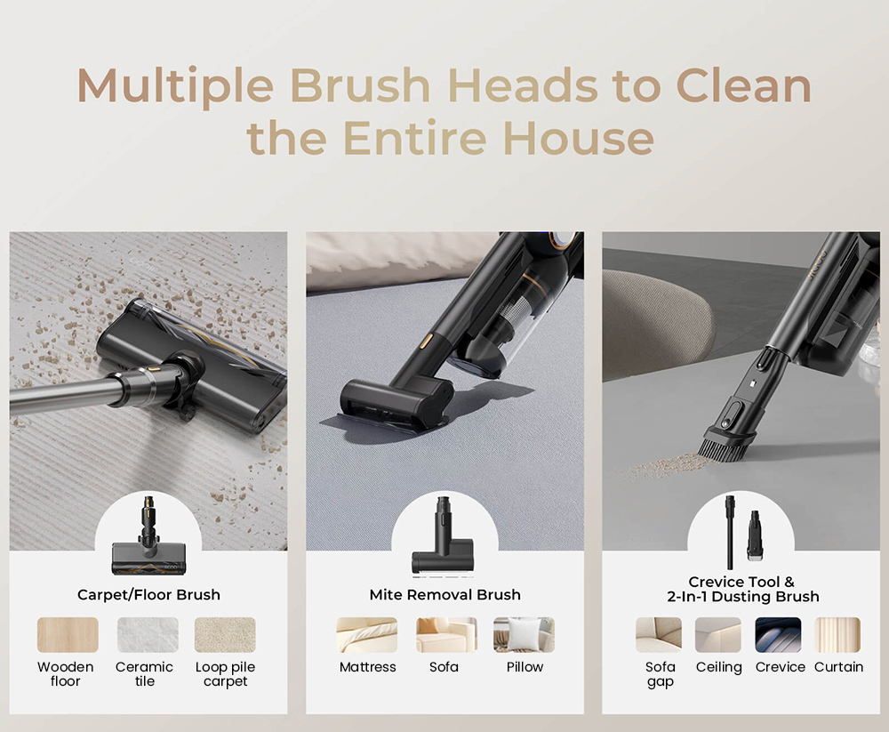 JIGOO V700 Cordless Vacuum Cleaner with 2.5 L Suction Station, Automatic Dust Emptying, 33KPa Suction Power, Anti-Tangle Brush, Dual LED Illumination, Up to 55 Minutes Runtime, Ideal for Hard Floor, Carpet, Pet